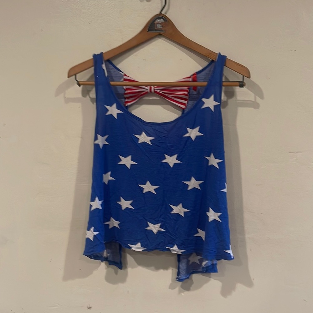 Fourth of July crop top red, white and blue American flag tank top